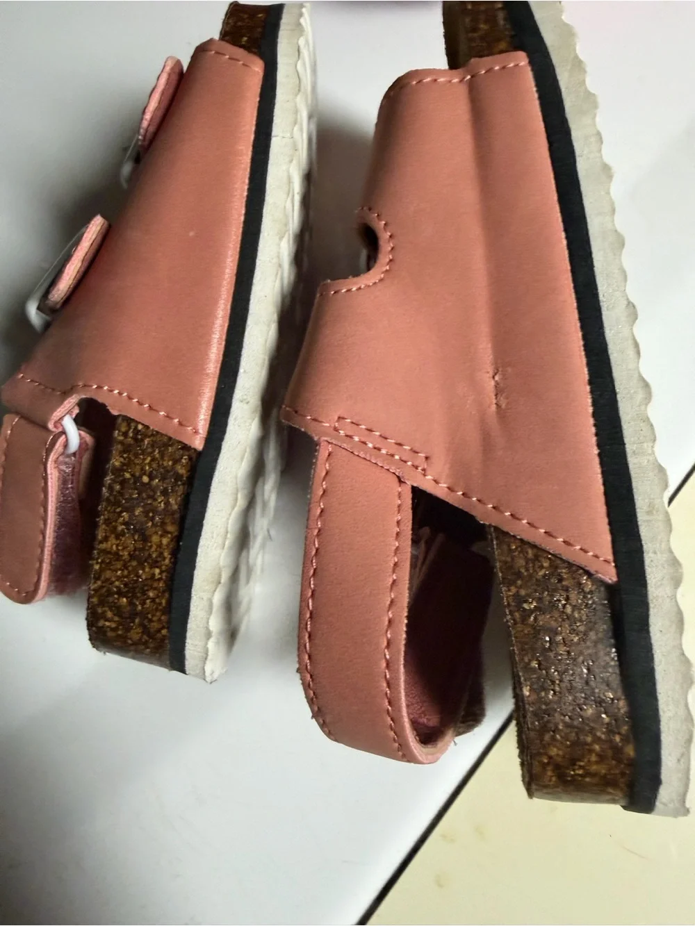 Kids Coral Pink Double-Buckle Sandals